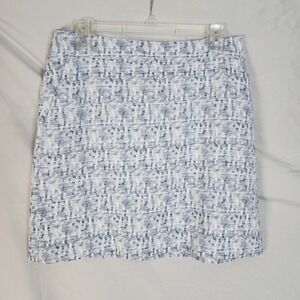 New! LOFT Size 8 Tweed Blue White Abstract Textured Lined Mini Skirt w/ Pockets
